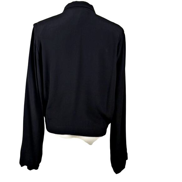 Ett twa Anthropologie Sz 8 Black Wrap Black Collared Button Blouse Blazer Shirt - Picture 4 of 9
